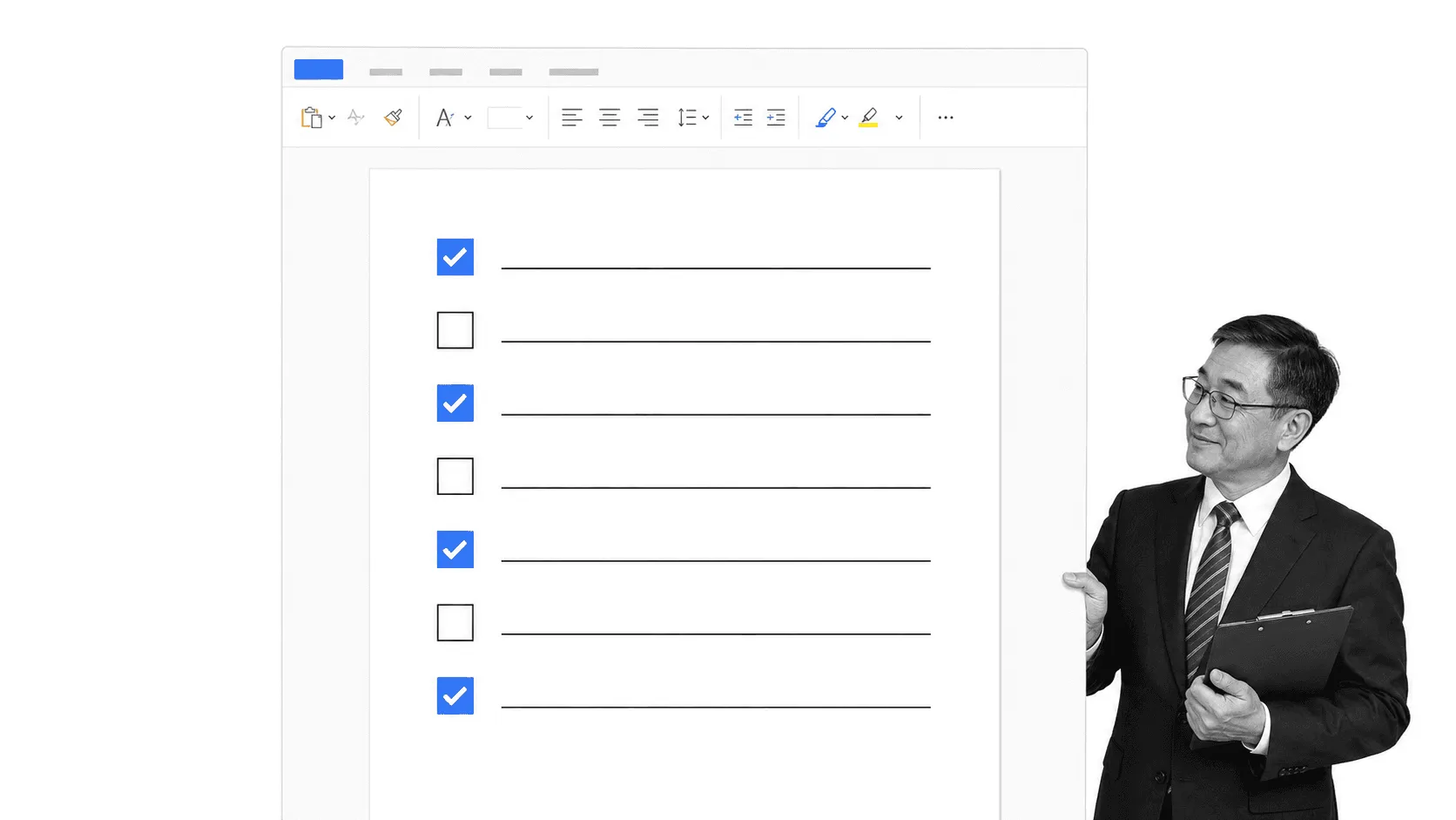 Printable Word checklist with checked and unchecked task rows