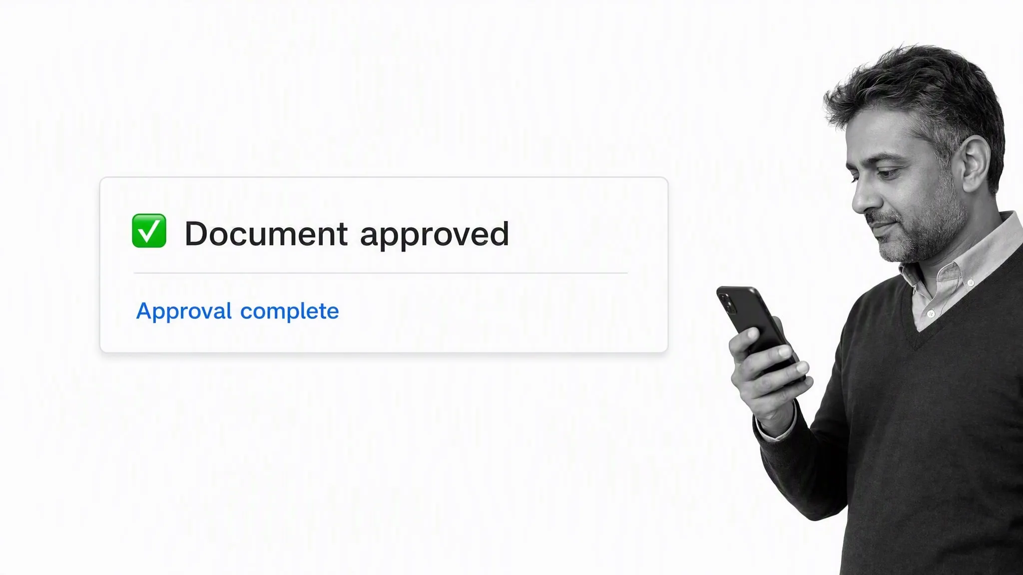 Business document approval notification using a clear emoji cue