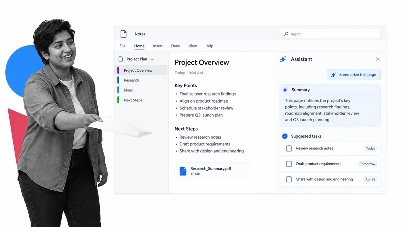 AI assistant summarizing a note into a short task list