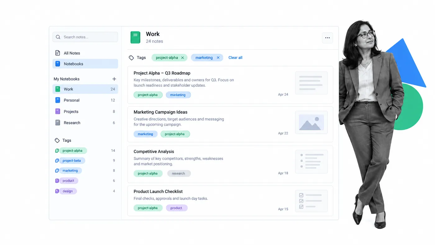 Notebook and tag organization for a searchable research archive