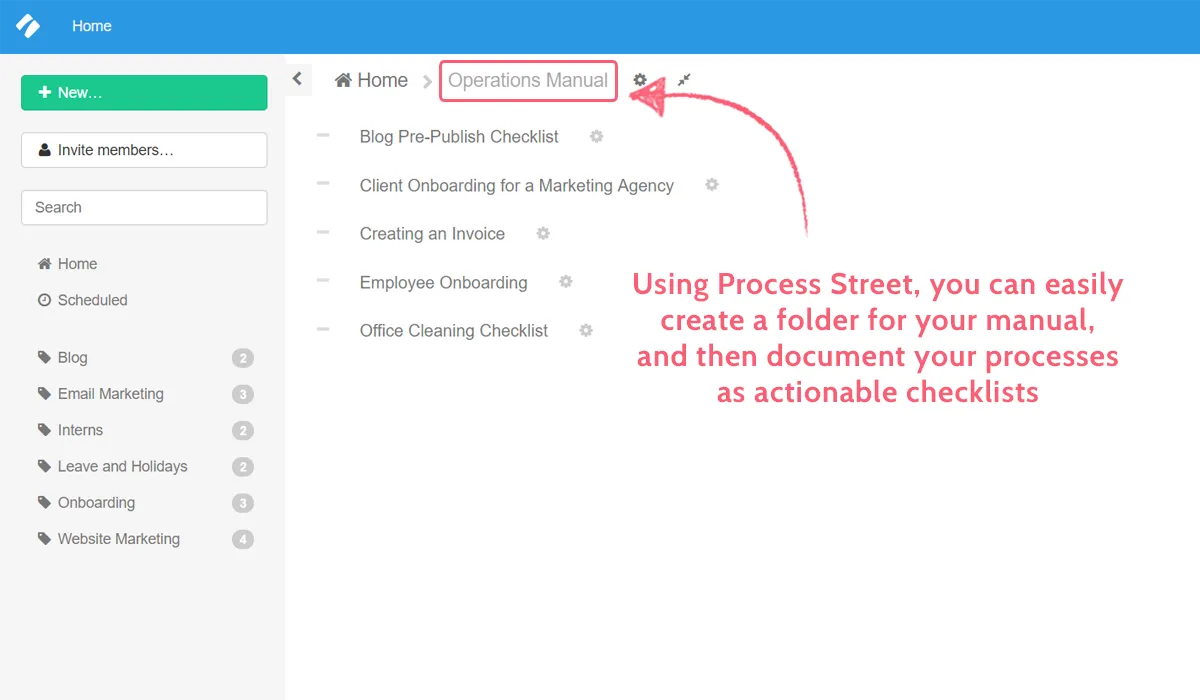 operations manual using process street
