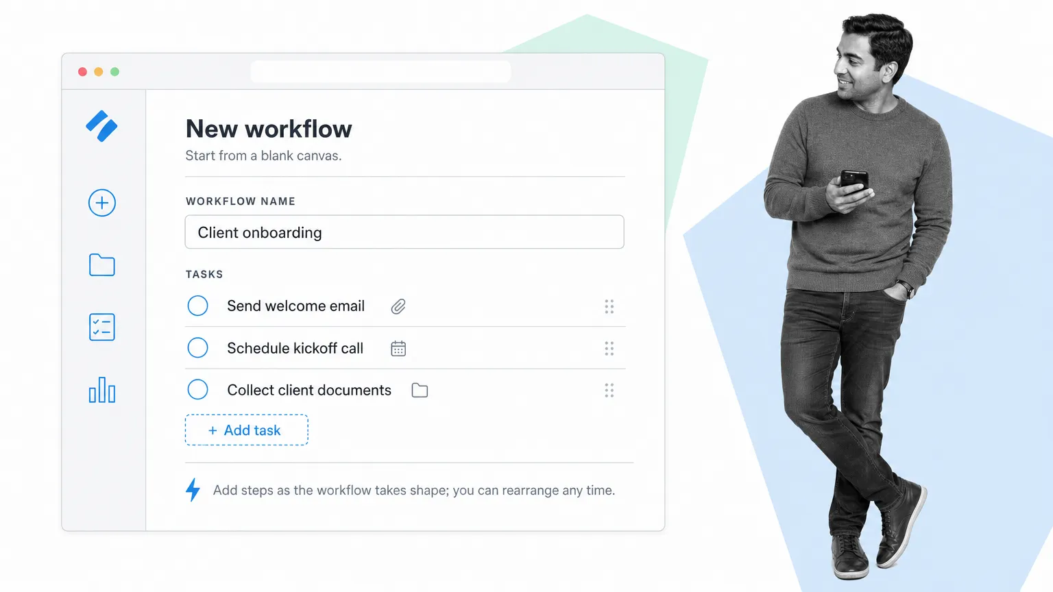 build a new Process Street workflow from scratch with a starter task list
