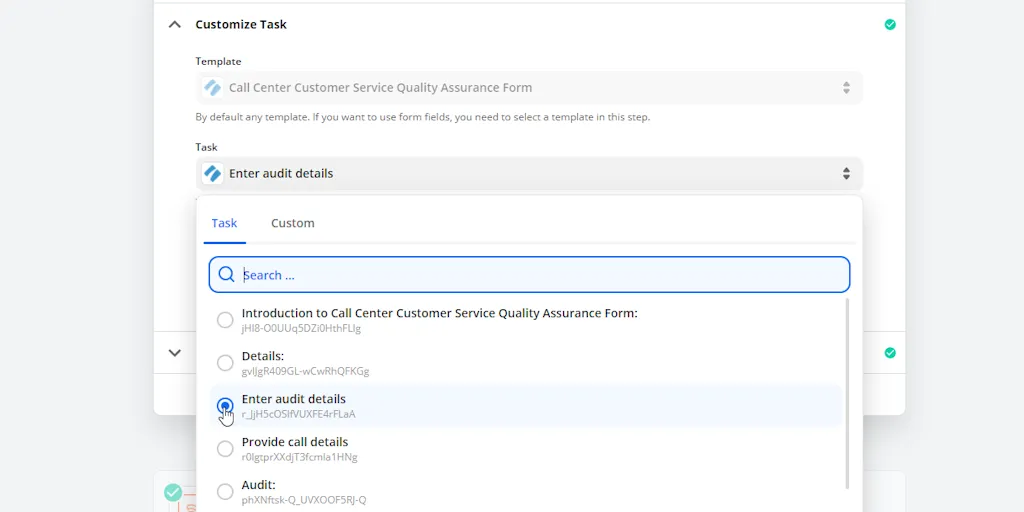 Call Center Quality Assurance Zap Trigger