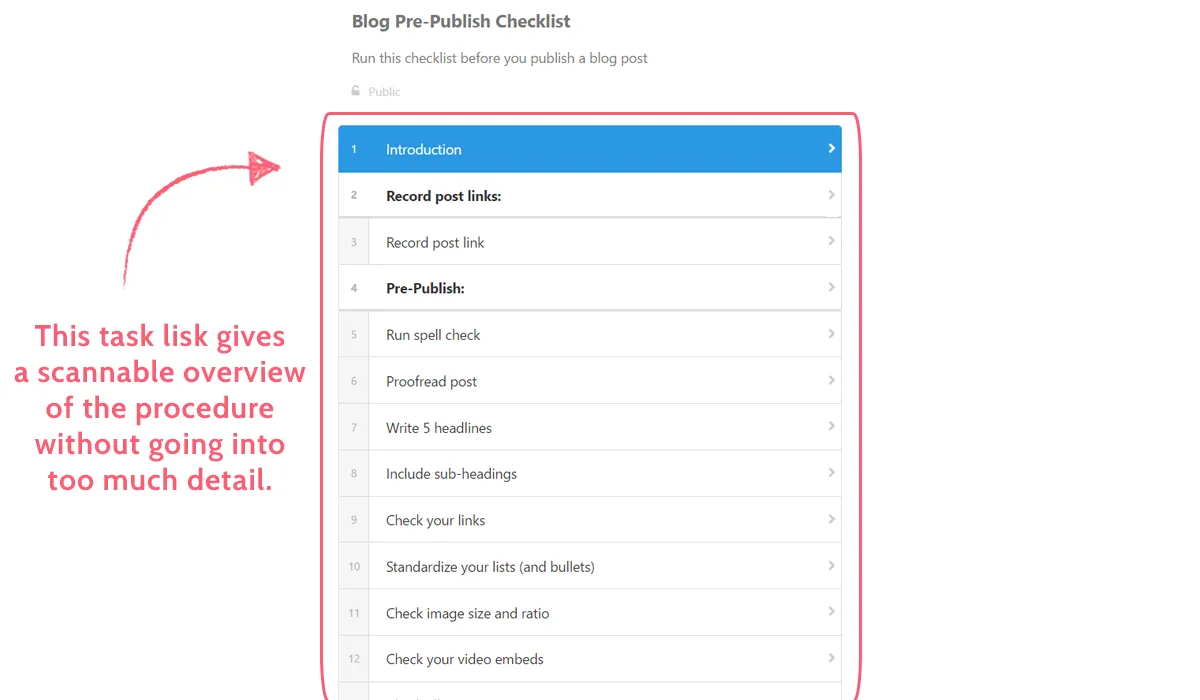 how to write a procedure - task list