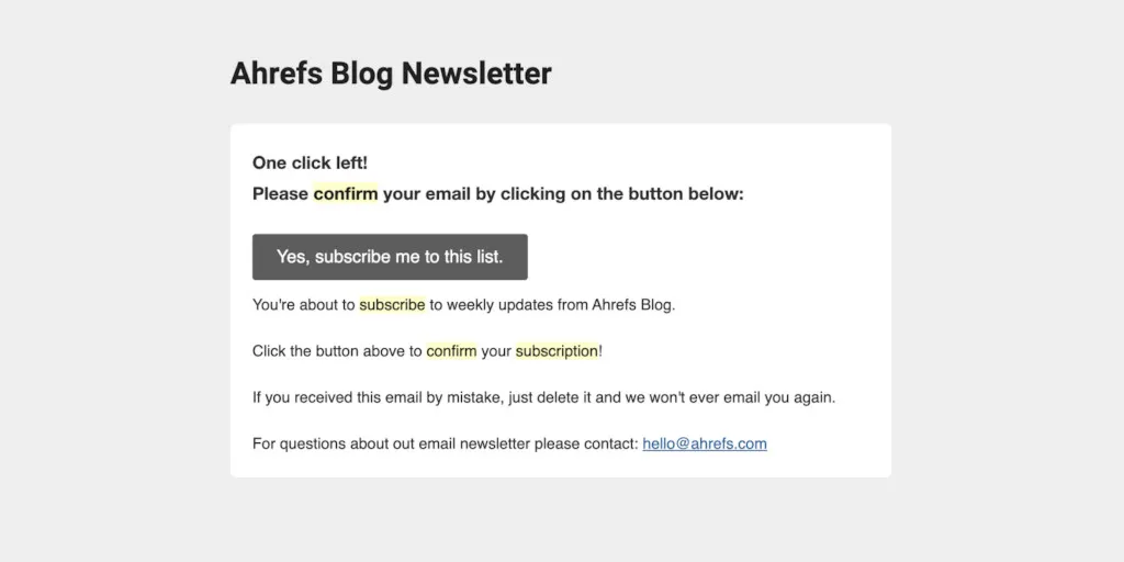 ahrefs confirm subscription