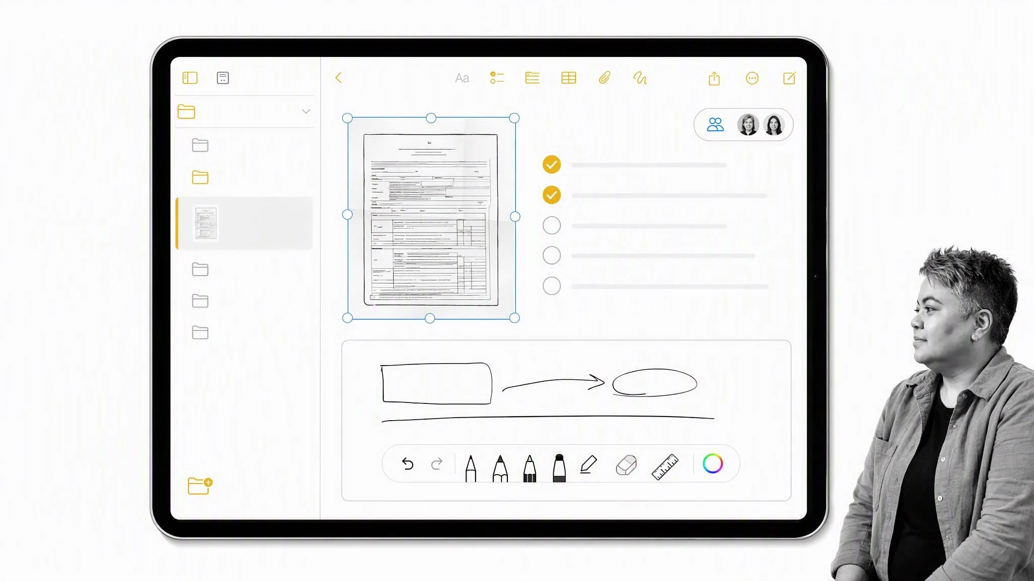 Apple Notes workspace for quick notes, attachments, and scans