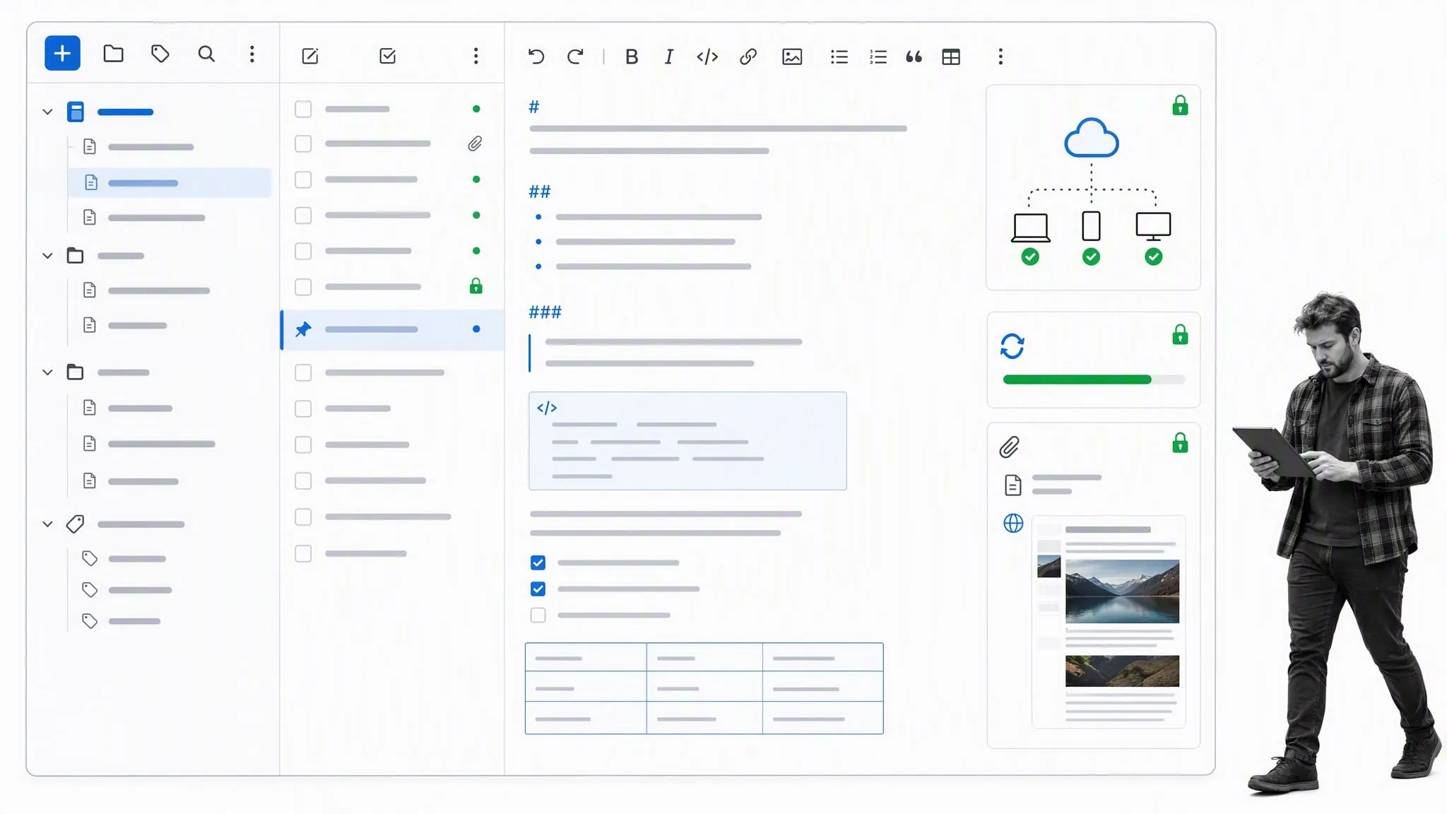 Joplin open-source notebook with Markdown and sync controls