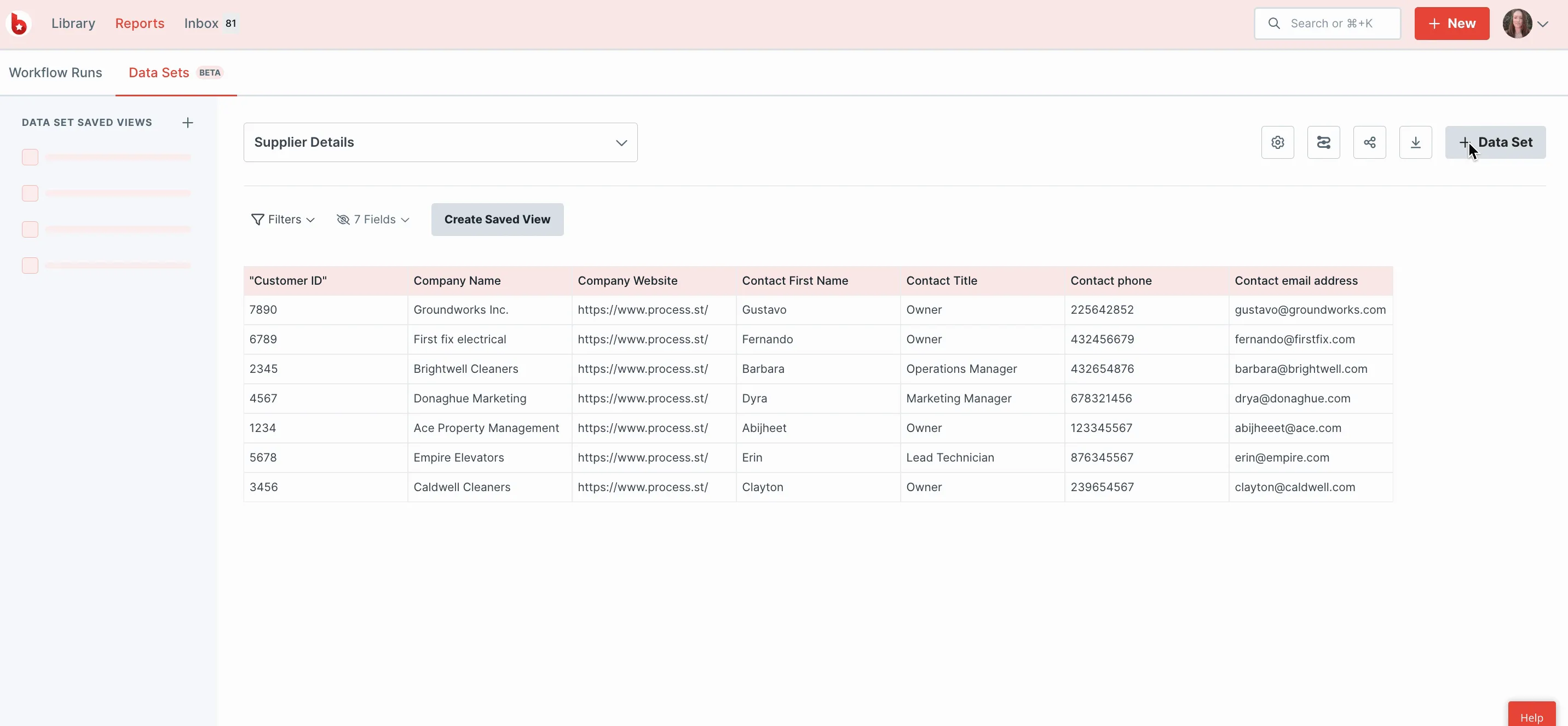 create csv data set