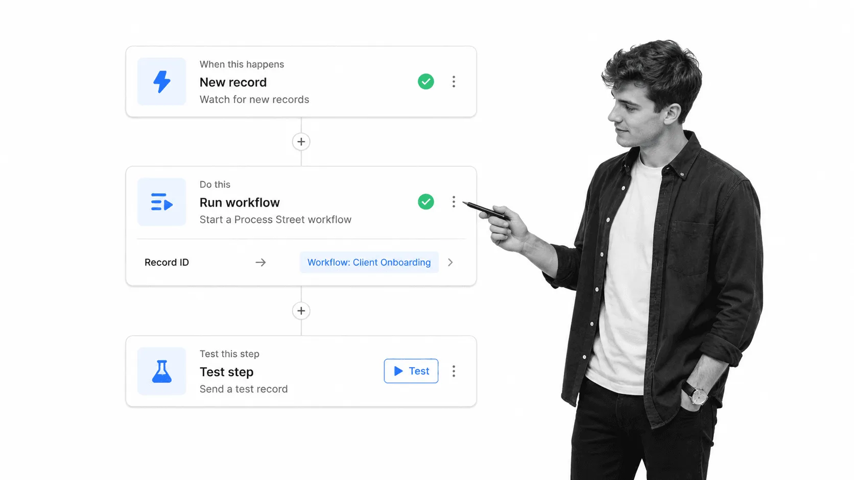 Automation builder that starts a workflow from a new record