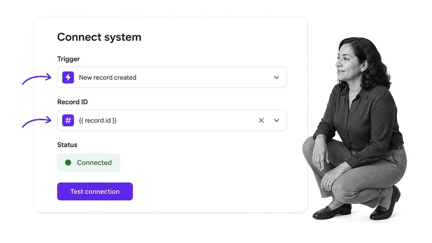 Connected system trigger and record mapping for workflow automation