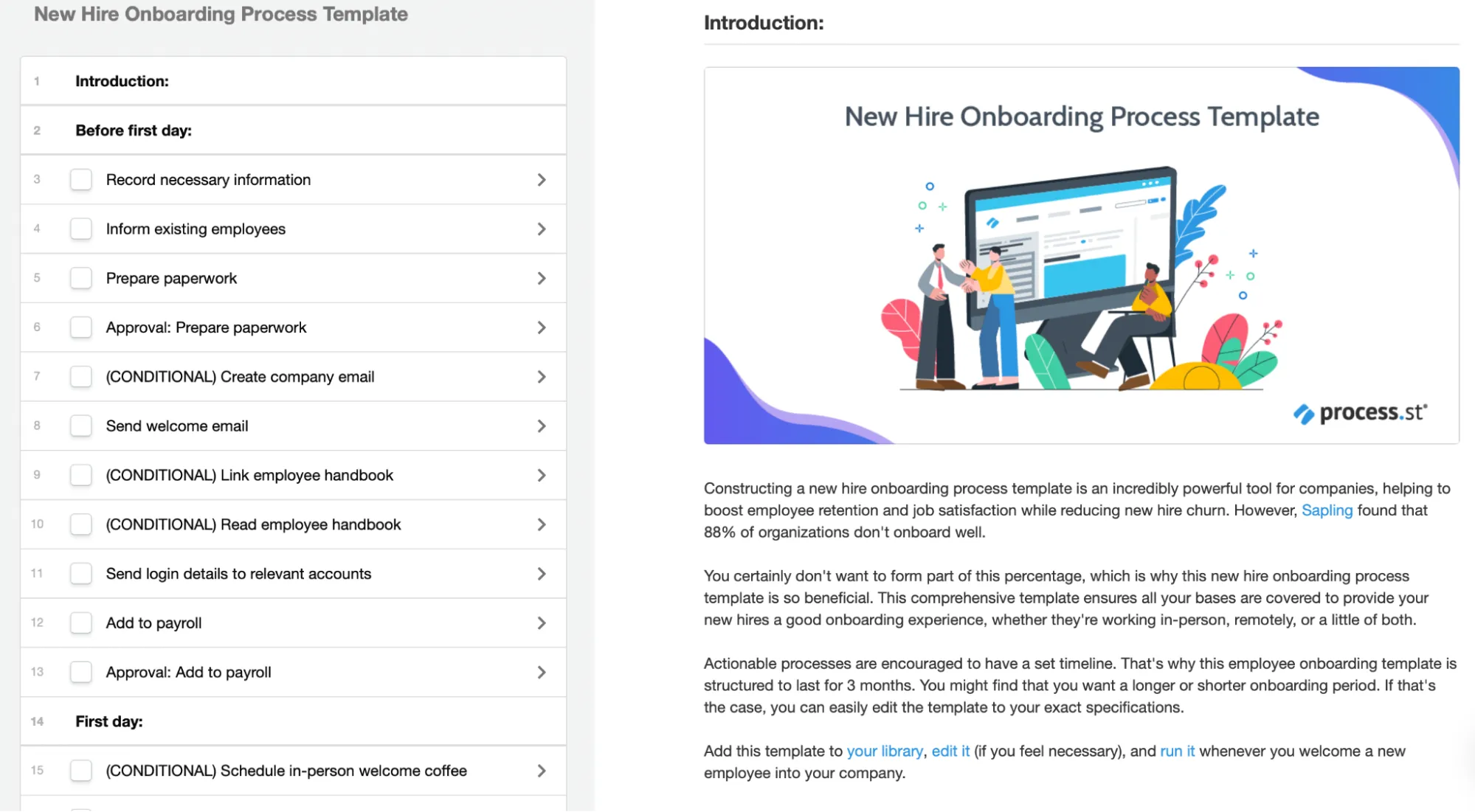 Process Street new hire checklist example