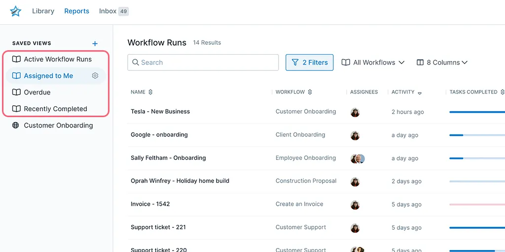 Process Street hacks and tricks: Saved views