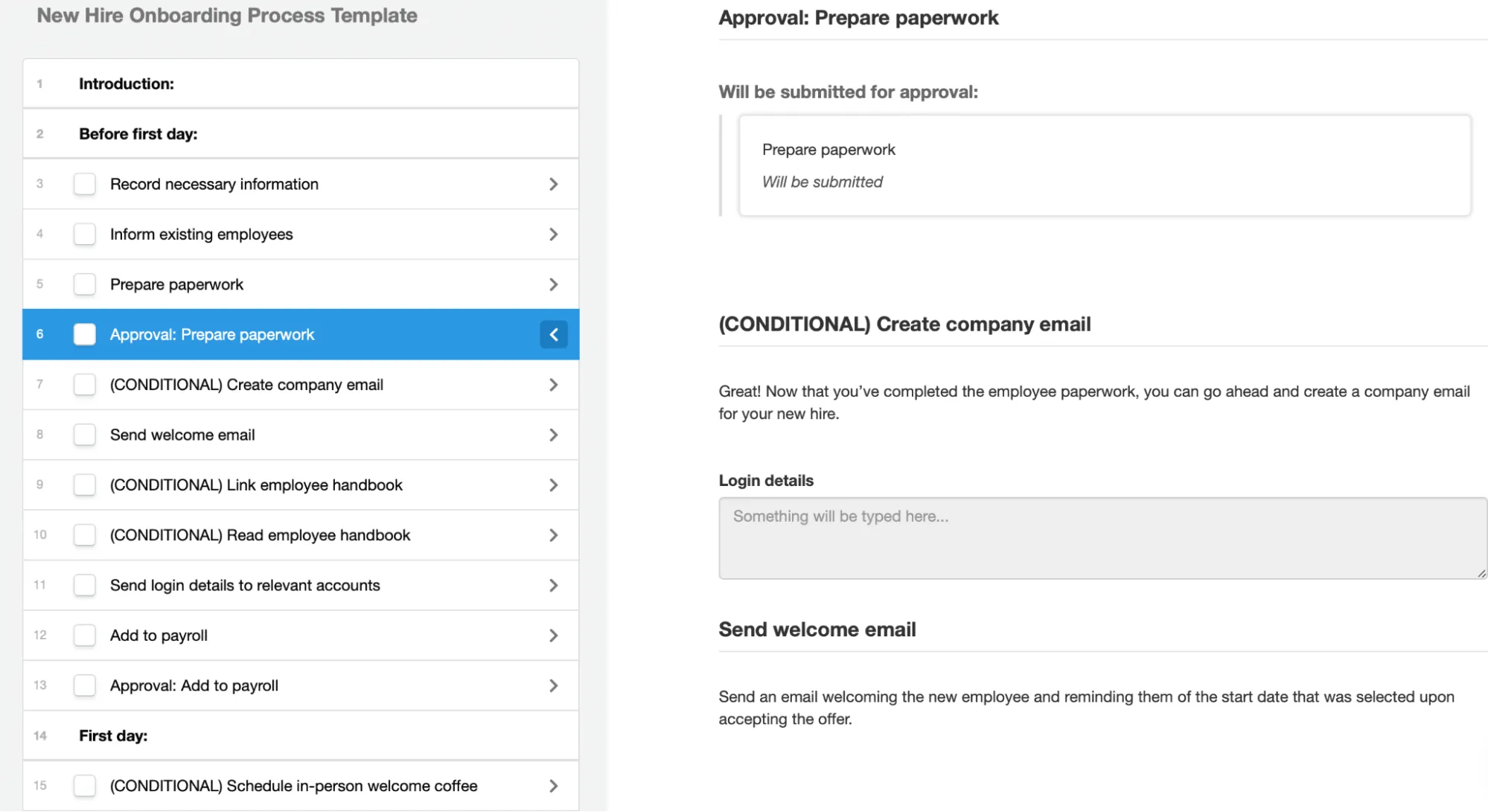 Process Street onboarding template approval