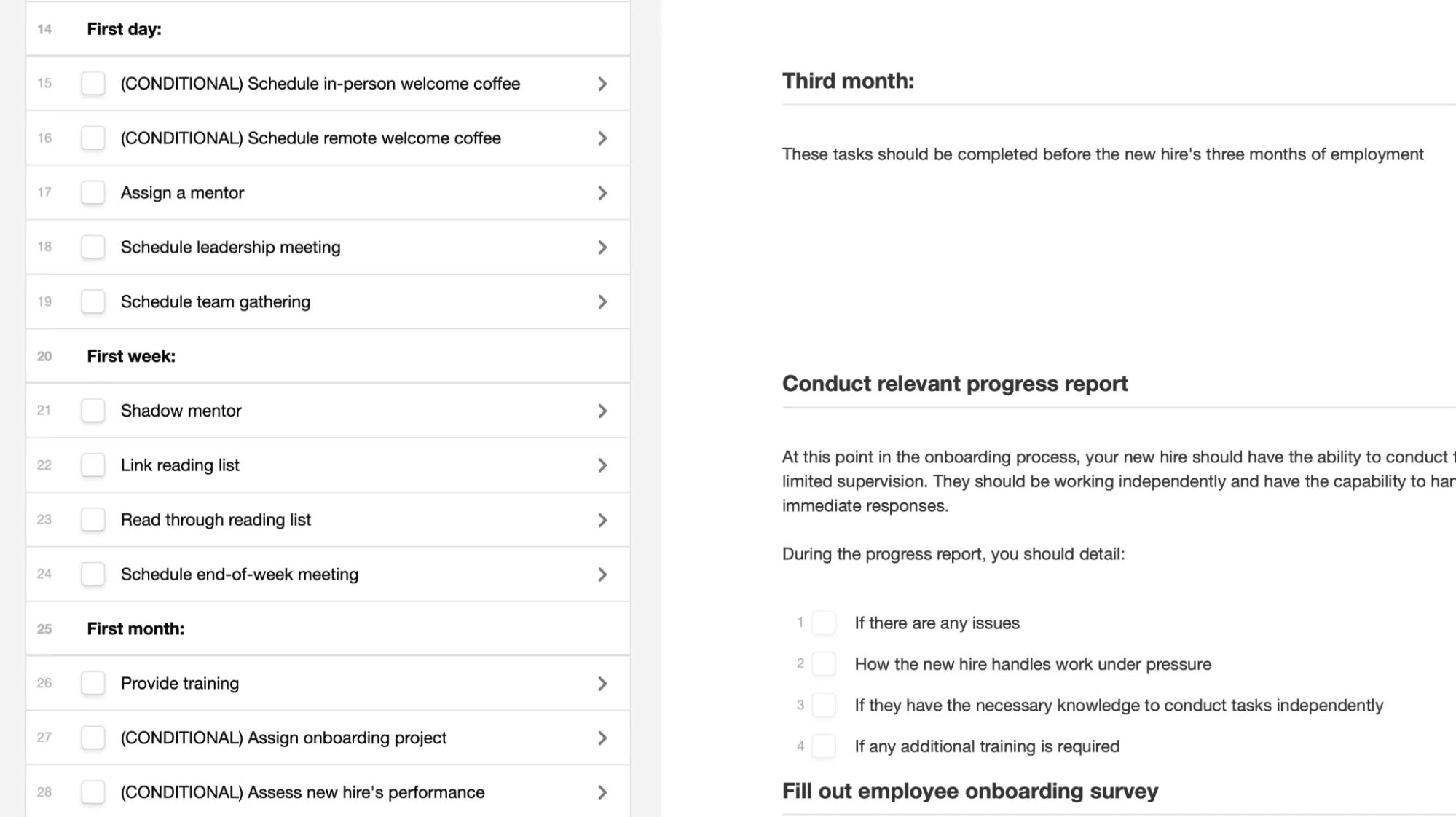 Process Street onboarding template timeline