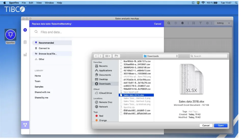 Replacing a data table with a local file from the macOS file system