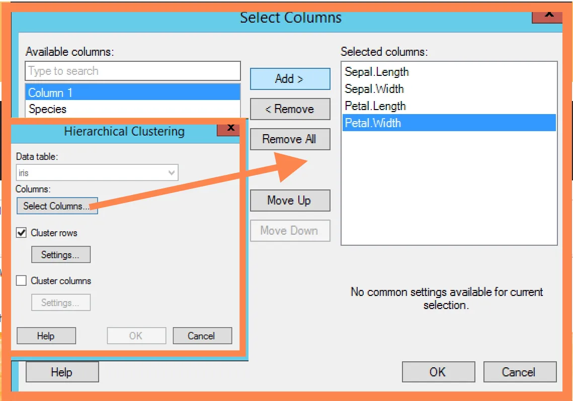 HC -select columns